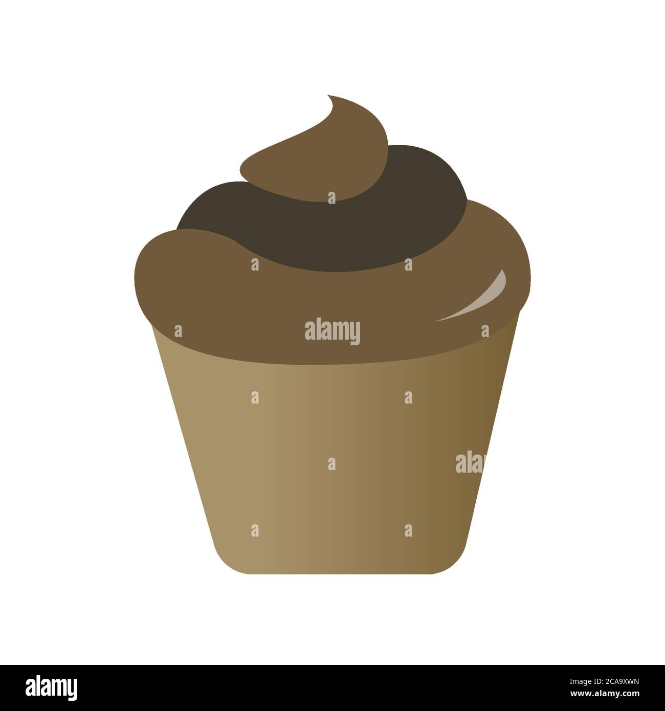 Schokolade Cupcake mit Sahne in flachen Stil Vektor-Illustration Stock Vektor