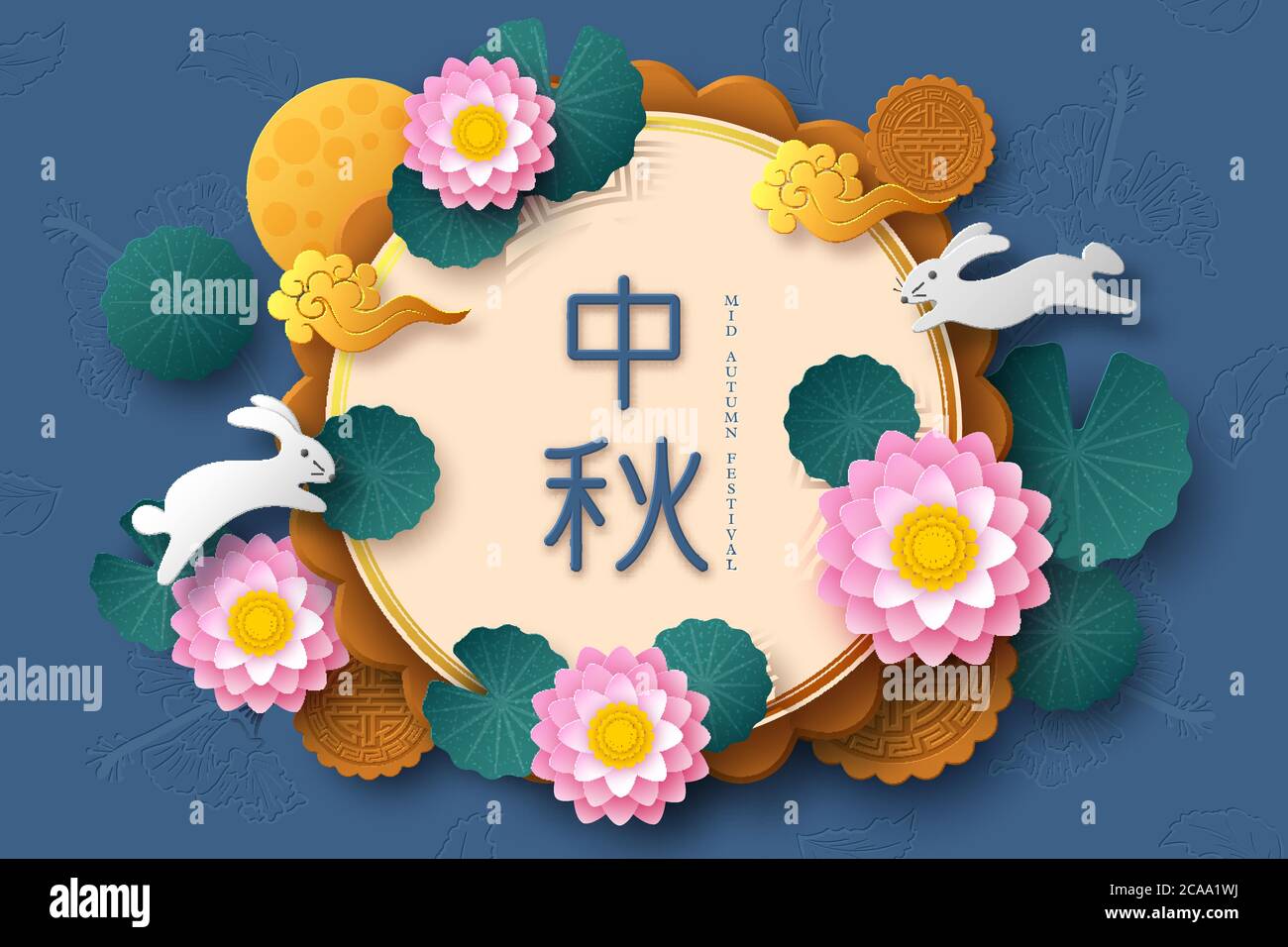 Chinesisches Mitte-Herbst-Festival-Banner. Stock Vektor