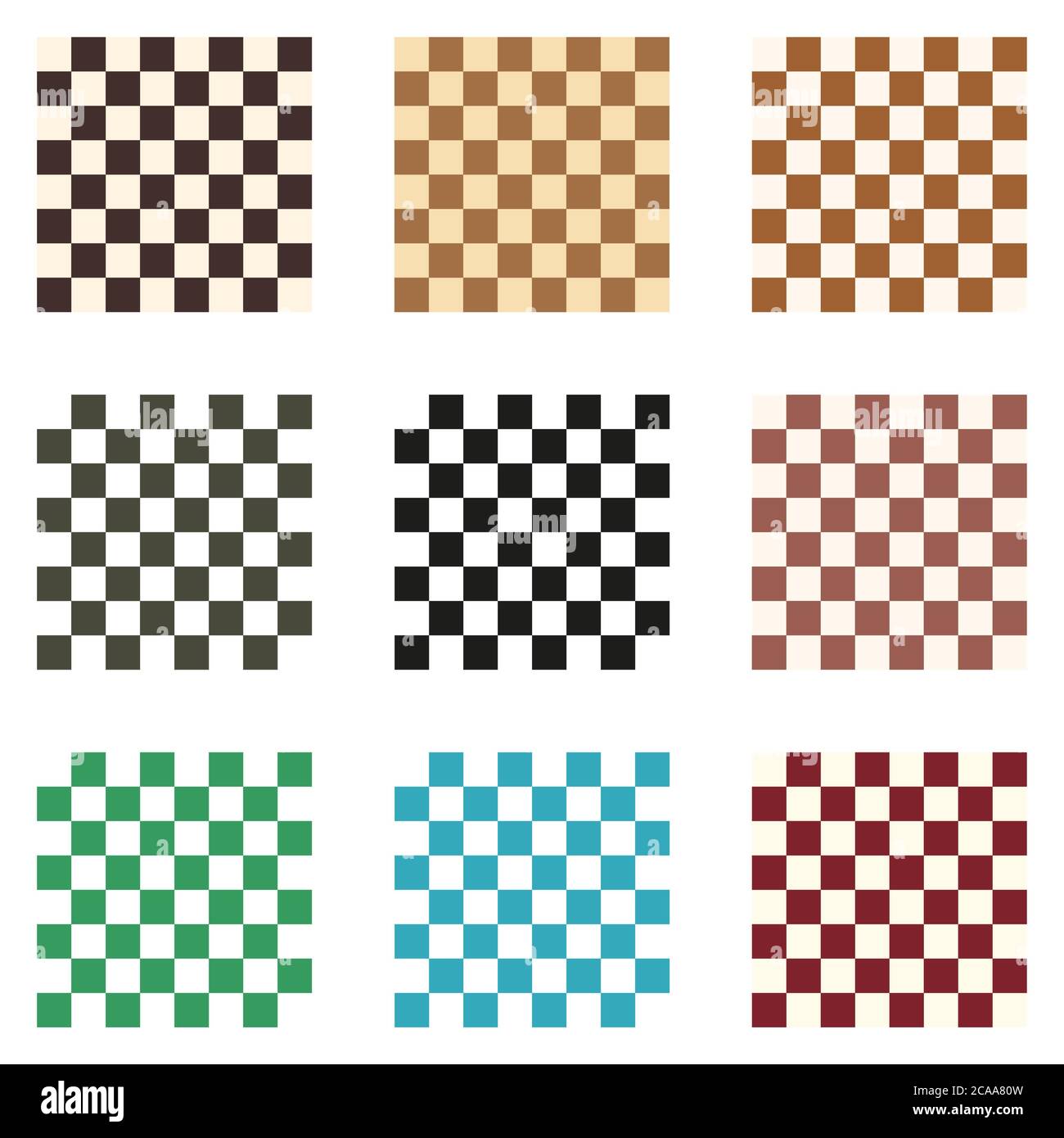 Schachbrett in verschiedenen Farben. Brett für Schachspiel in Vintage und modernen Stilen Stock Vektor
