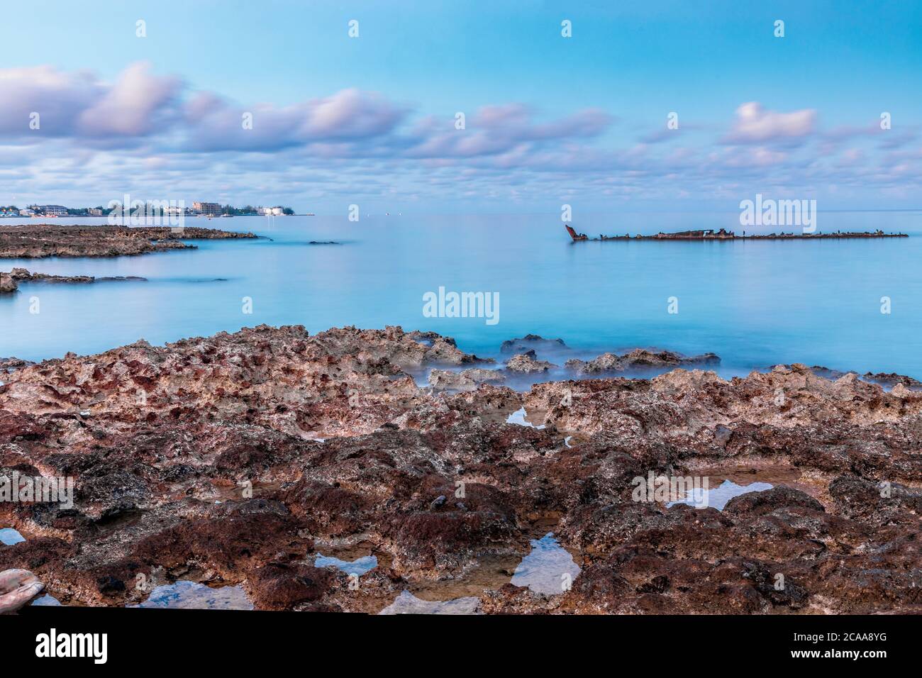 Küste Georgetown Grand Cayman und Shipwreck Gemma Stockfoto