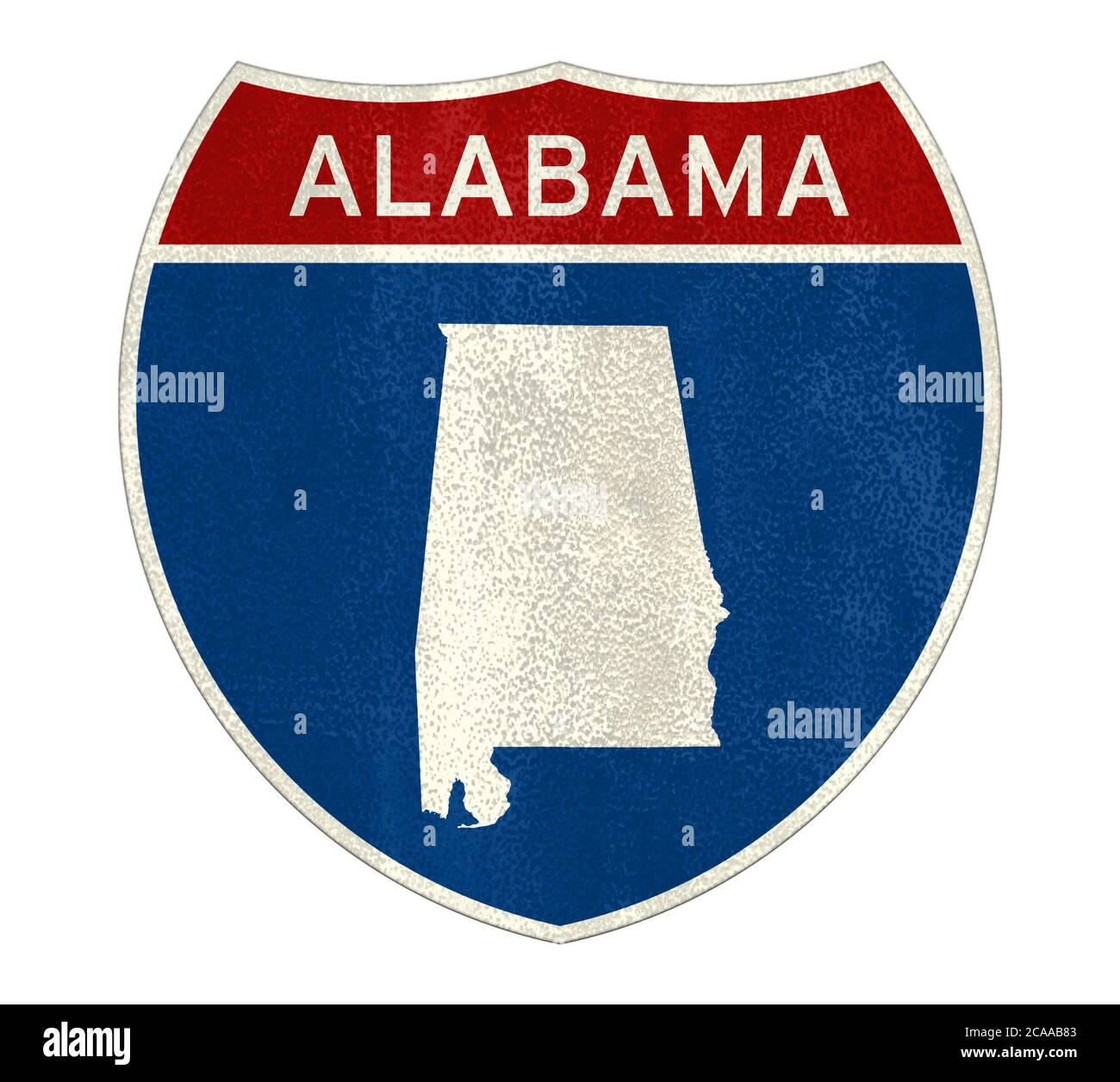 Straßenschild Alabama Interstate Karte Stockfoto