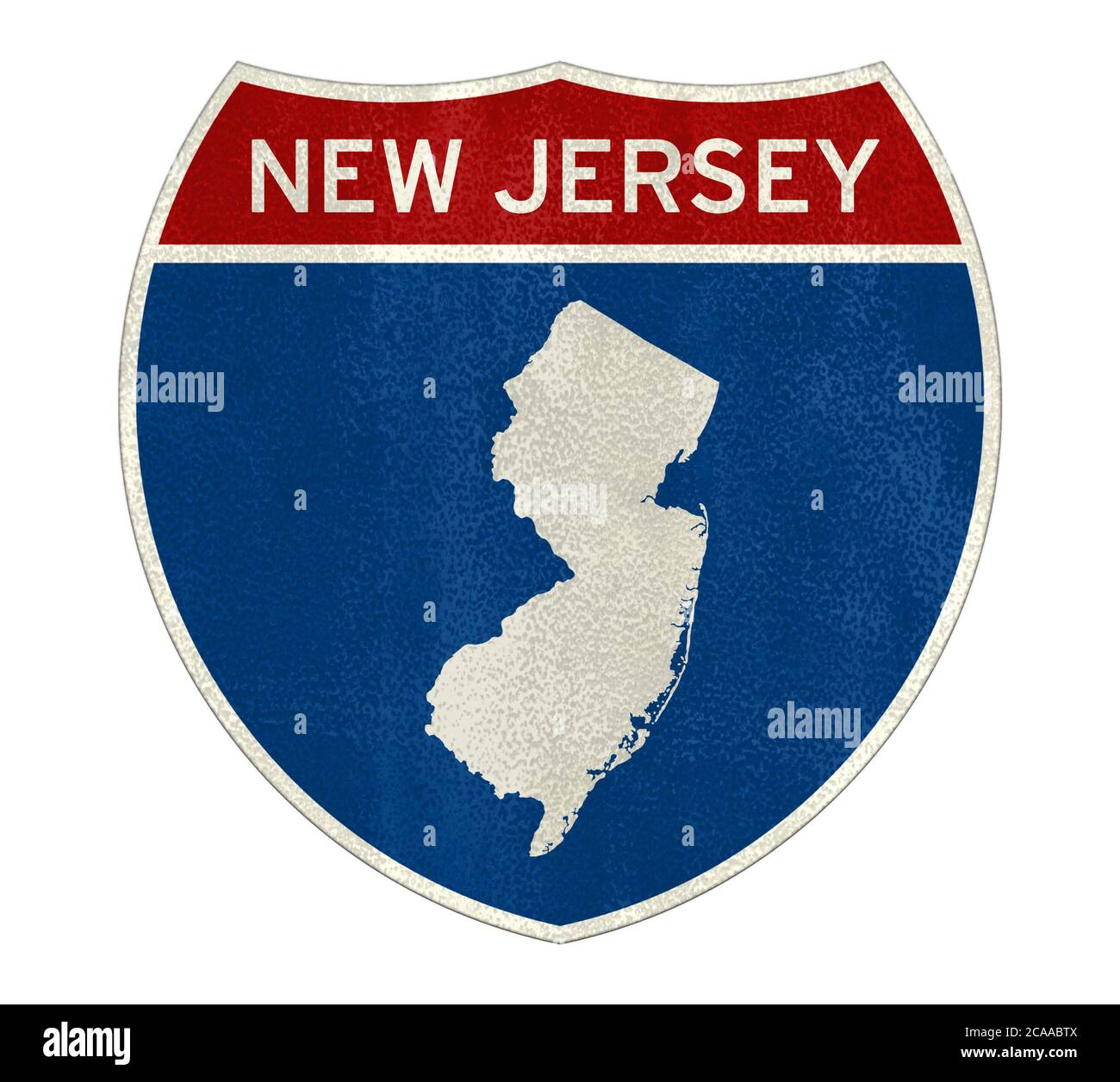 Karte mit Straßenschild der New Jersey Interstate Stockfoto