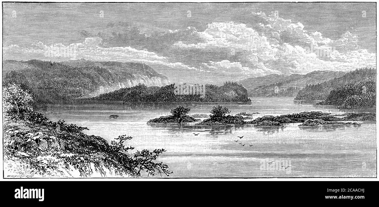 Gravur von Baynesville, einem Baptistenmissionardorf im Kongo von Afrika Stockfoto