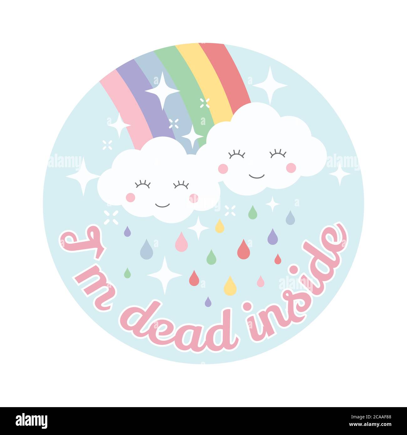 Wolke Und Regenbogen Niedlichen Vektor Design Cartoon Kawaii Stil Wolke Und Regenbogen Bunte T Shirt Vorlage Mit I M Dead Inside Slogan Stock Vektorgrafik Alamy
