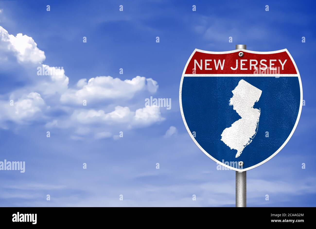 New Jersey Zeichen Fahrplan Stockfoto