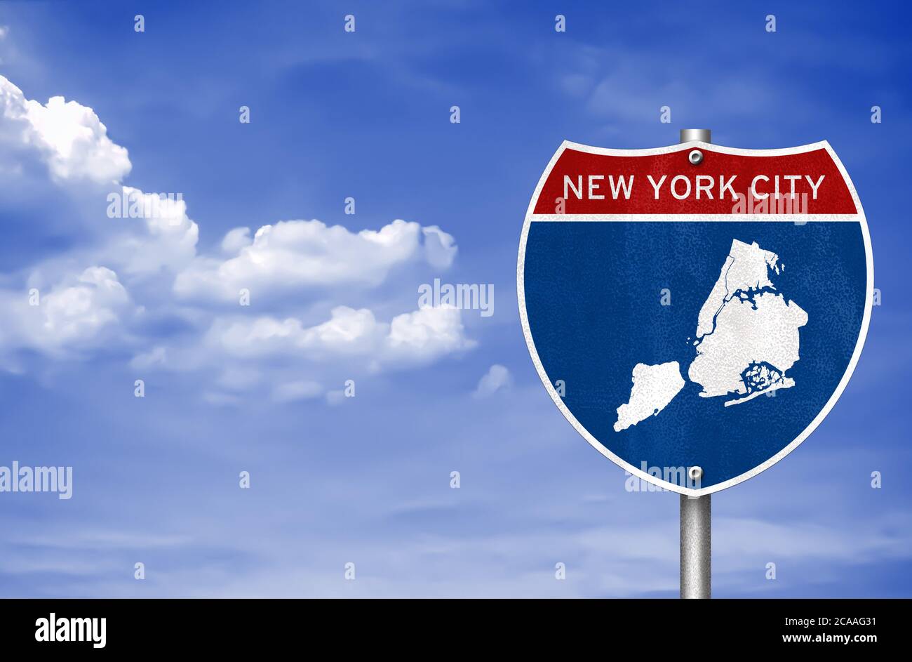 Karte von New York City Straßenschild Stockfoto