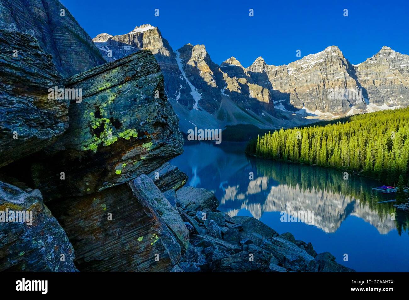 Moraine Lake, Banff National Park, Alberta Stockfoto