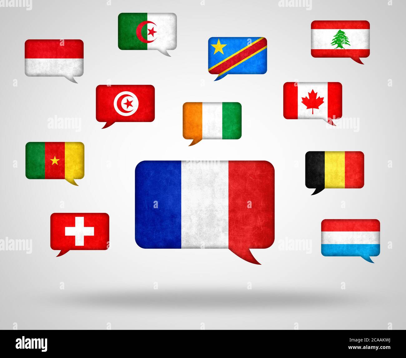 Französische Sprache in der Welt - verschiedene Länder mit Französisch als  Sprache Stockfotografie - Alamy