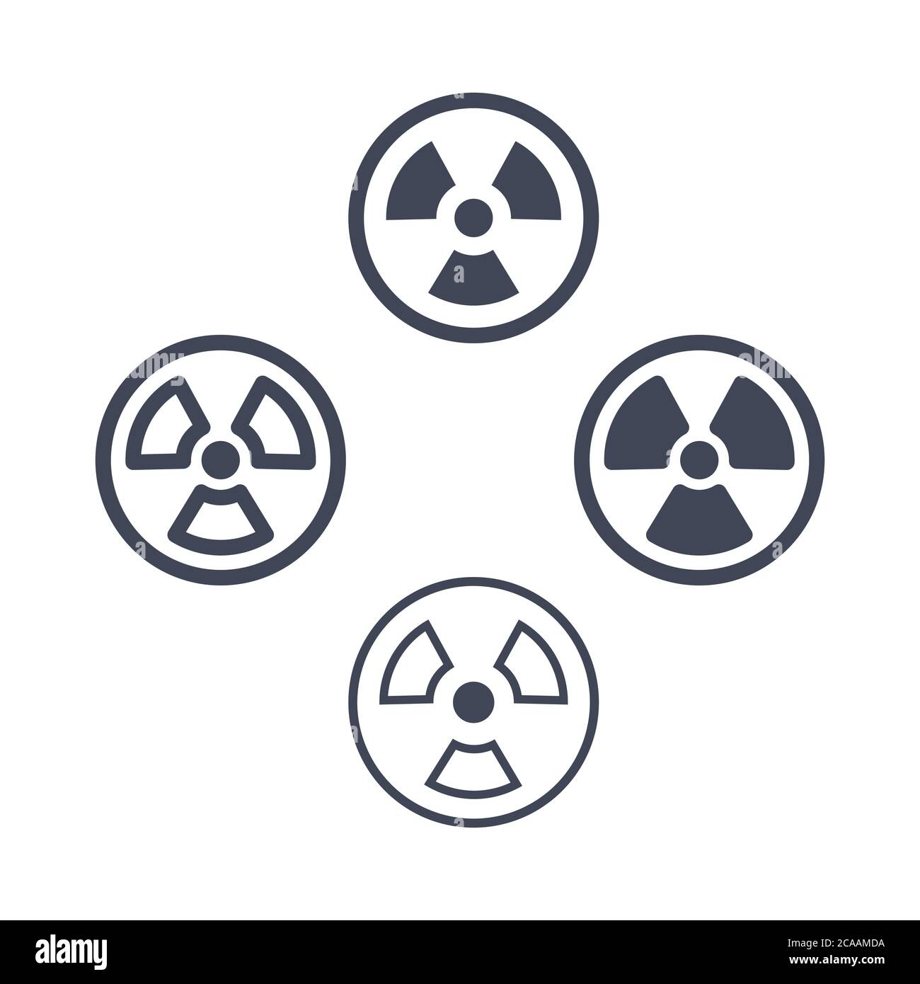 Symbol für Biogefährdung. Radioaktives Symbol. Gefahrensymbol, Warnzeichen des Virus. Vektor Biohazard Symbol auf weißem Hintergrund isoliert. Emblem der biologischen thr Stock Vektor
