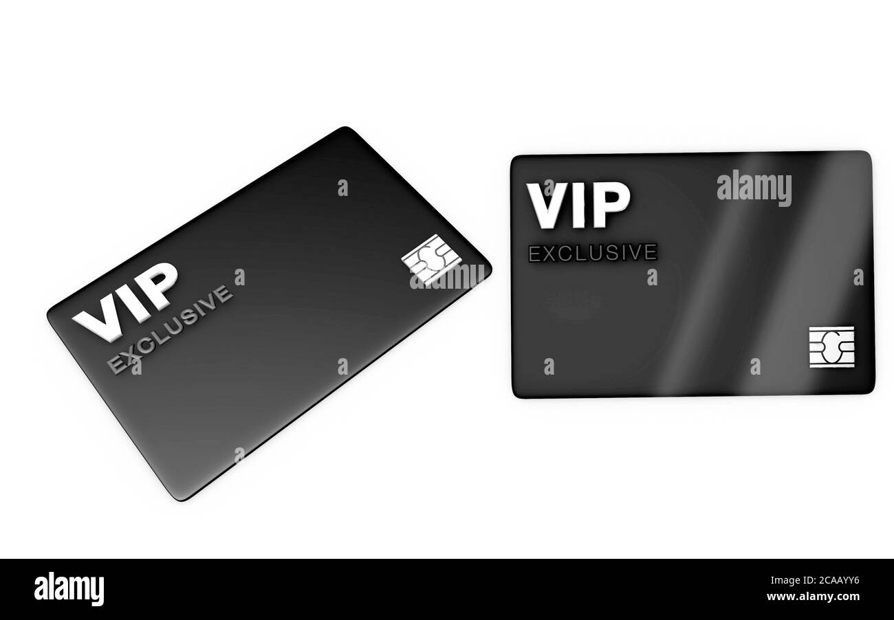 3D-Rendering einer Mitgliedskarte für VIPs, die auf isoliert sind Ein weißer Hintergrund Stockfoto
