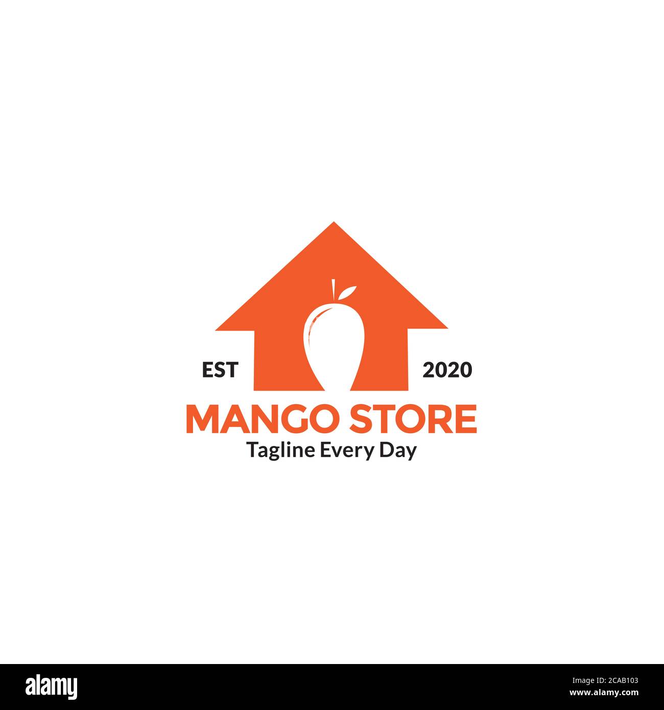 Mango-Shop und Obst Verkauf Logo-Design Stock Vektor