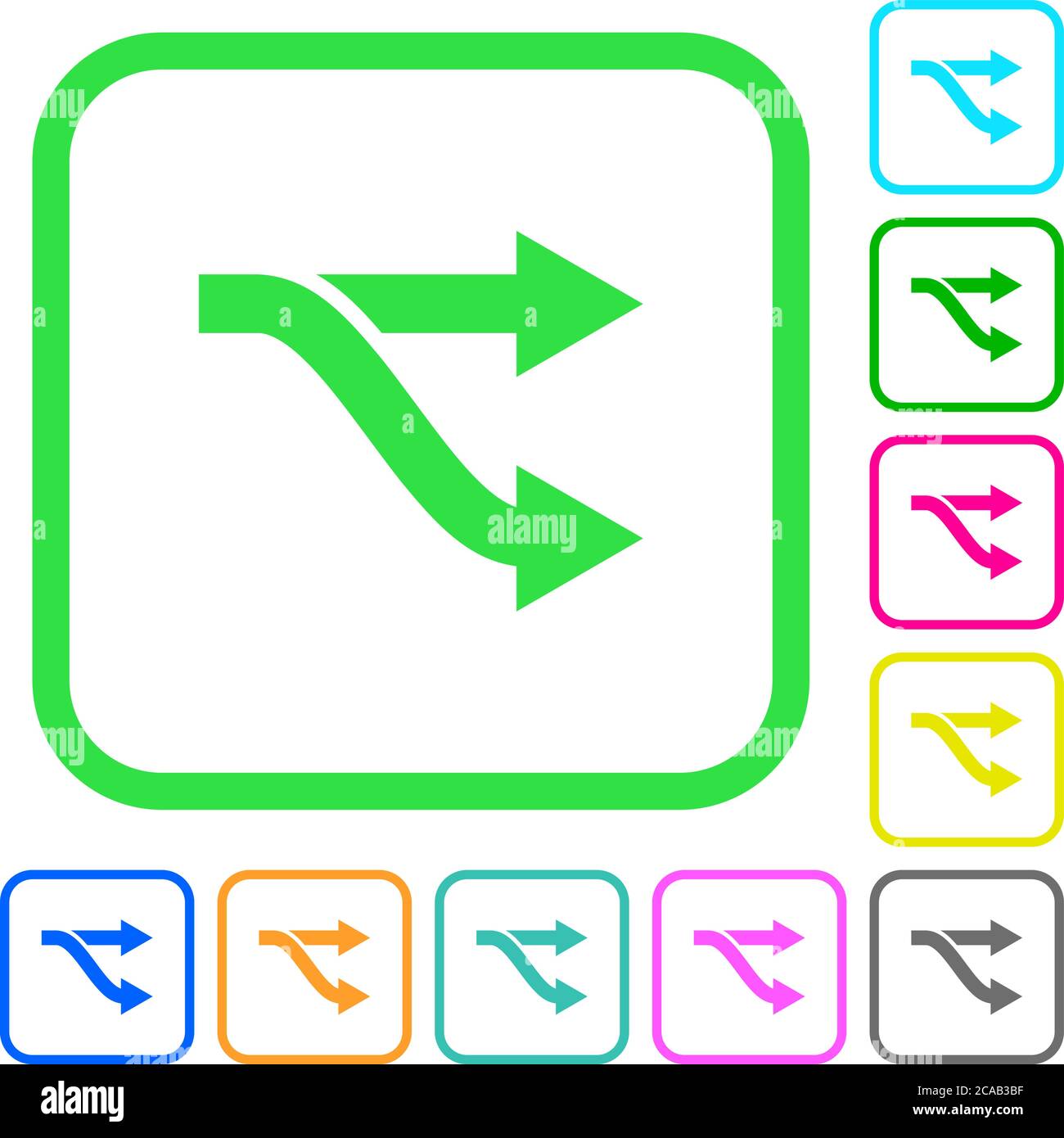 Gabel lebendige farbige flache Symbole in gekrümmten Rändern auf weißem Hintergrund Stock Vektor