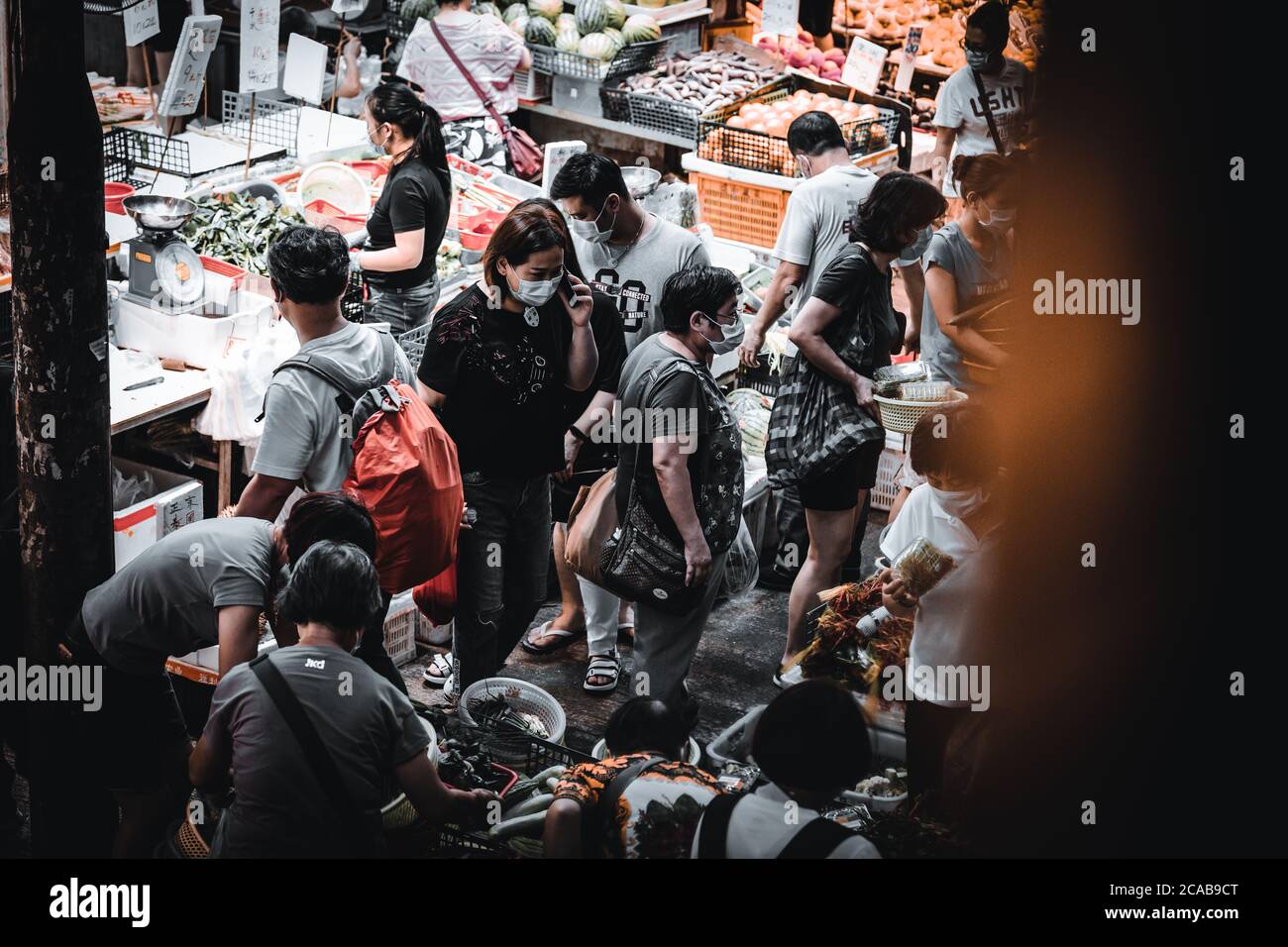 Hong Kong Wet Market während der COVID Stockfoto