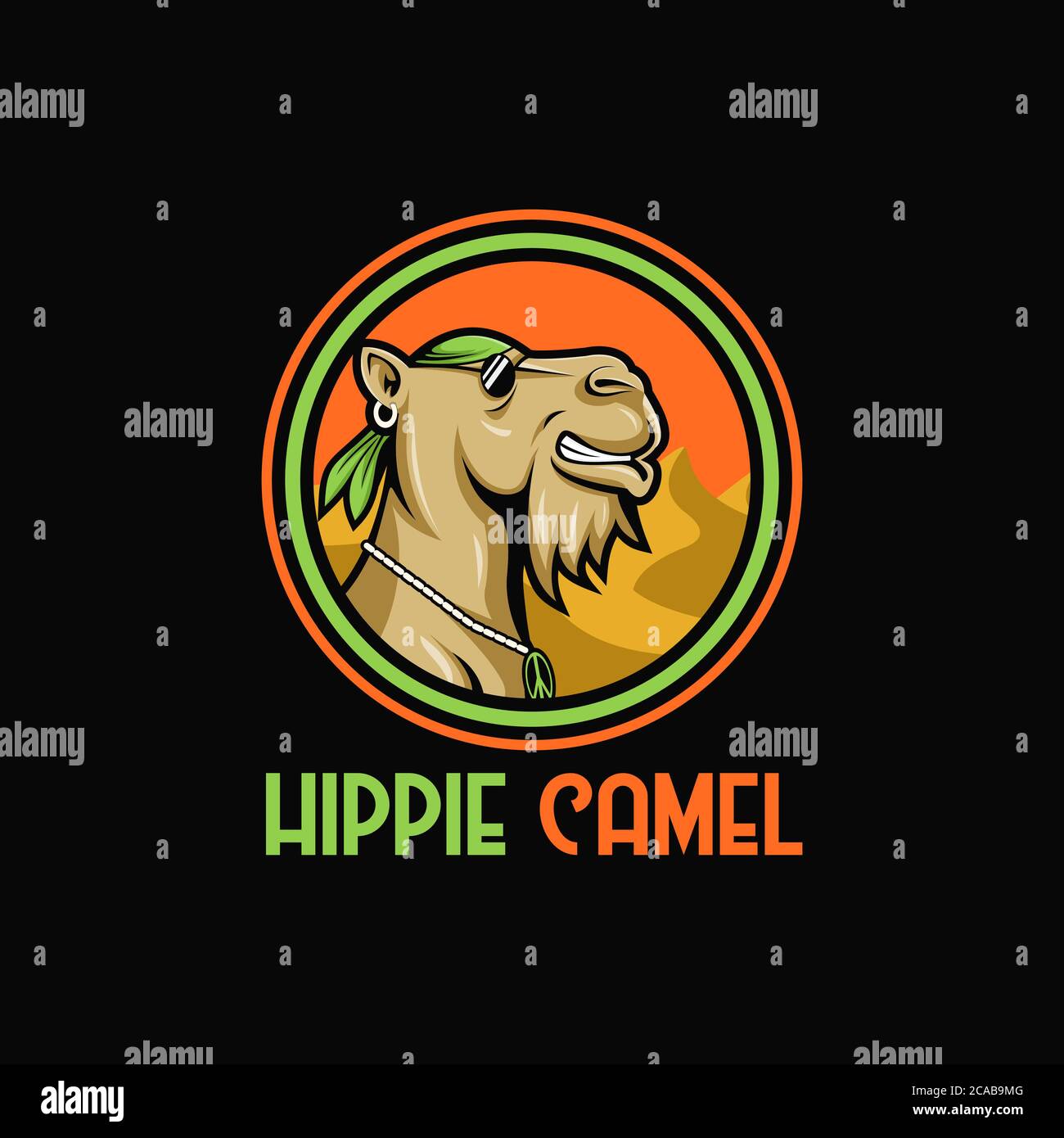 Camel Hippie Maskottchen Cartoon Vektor Illustration erstaunliche Design für Ihr Unternehmen oder Marke Stock Vektor
