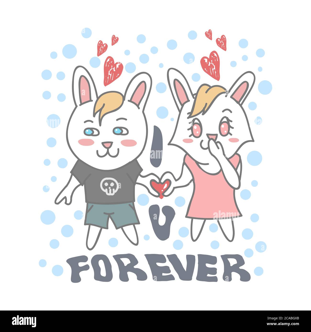 bunny paar Vektor-Illustration für Ihre Firma oder Marke Stock Vektor
