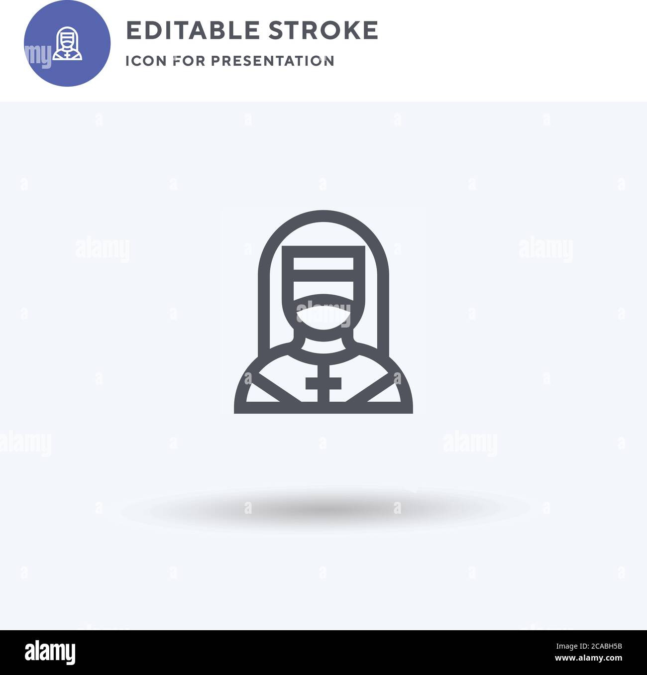 Nonne Symbolvektor, gefülltes flaches Zeichen, solides Piktogramm isoliert auf weiß, Logo-Illustration. Nonne-Symbol für Präsentation. Stock Vektor