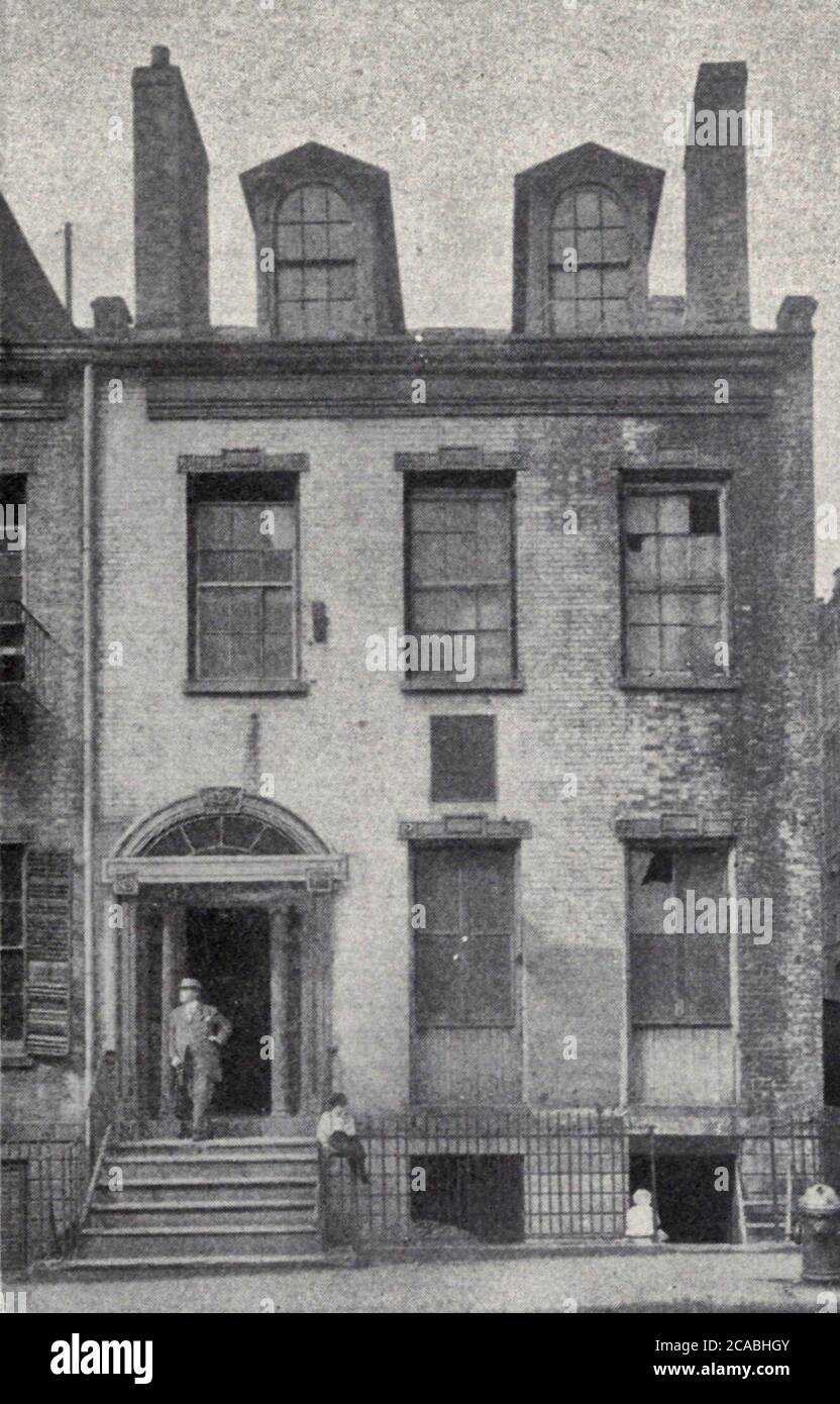 The Monroe House, 63 Prince Street, New York City, wo James Monroe im Haus seines Schwiegersohnes Samuel Gouverneur starb. Ca. 1910 Stockfoto