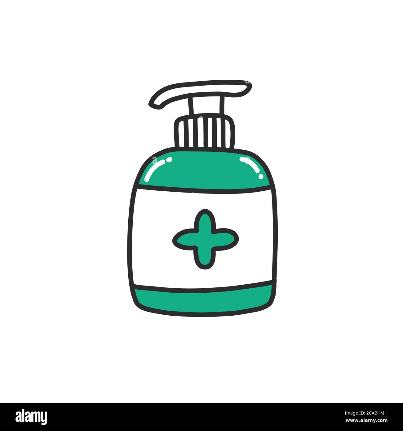 Alkoholgel, Handdesinfektionsmittel-Doodle-Symbol, Vektorgrafik Stock Vektor