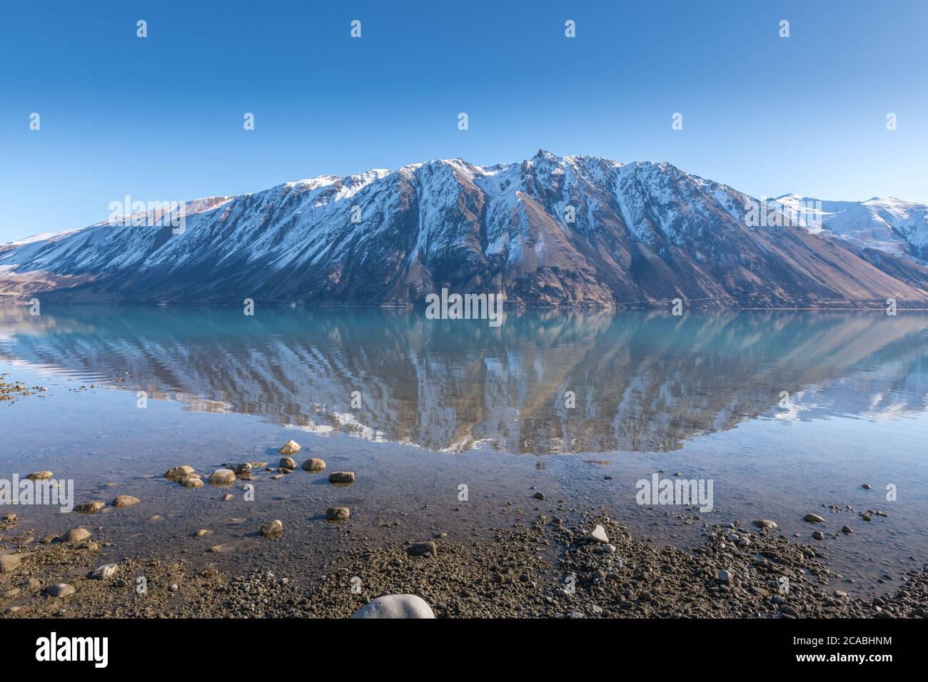 Lake Tekapo - Braemar Station und Mündung des Godley River Stockfoto