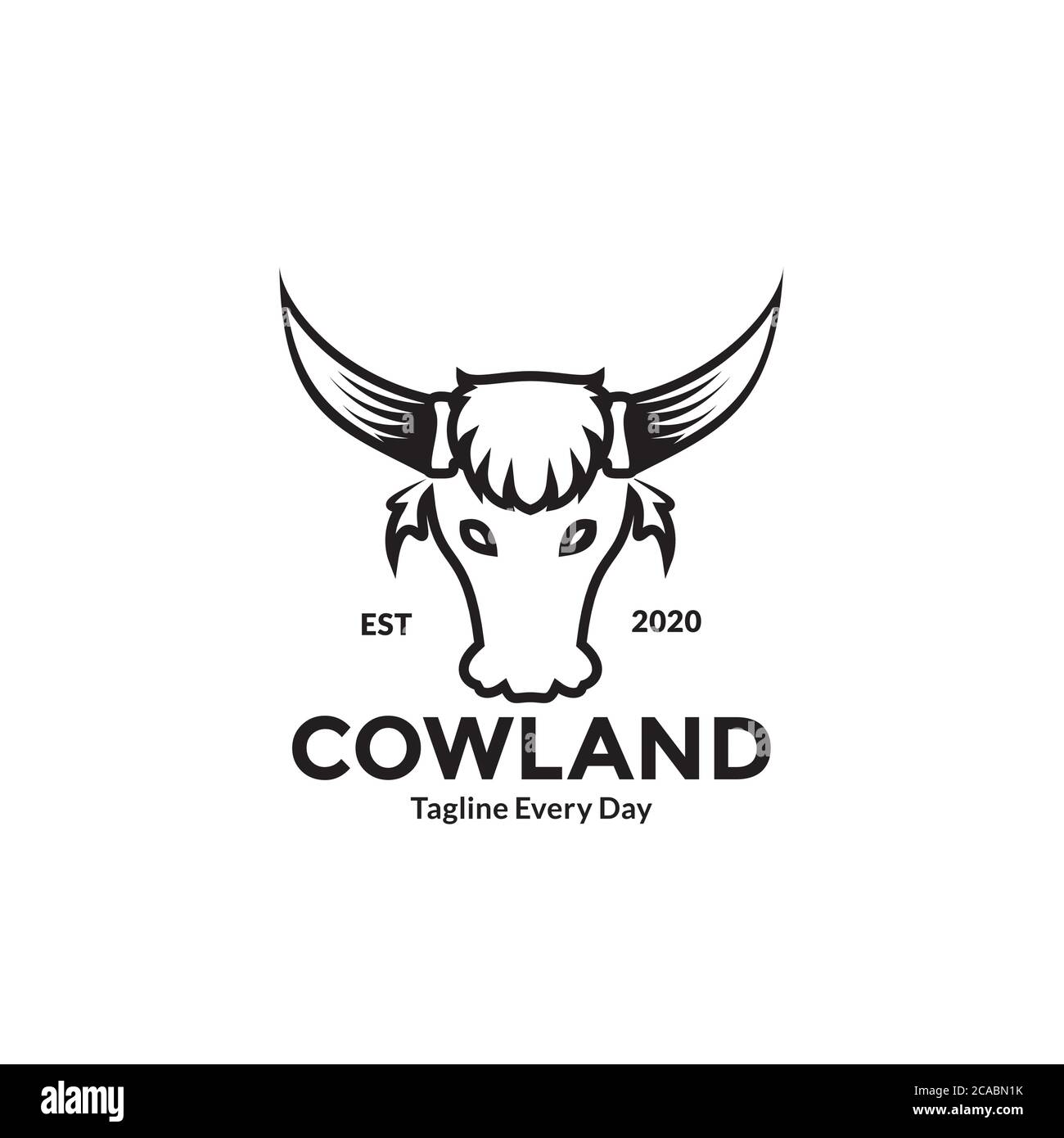 Logo im Vintage-Stil mit Kuhkopf Stock Vektor