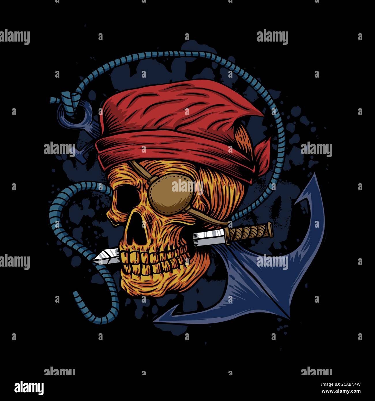 Totenkopf Piraten Anker Vektor Illustration für Ihre Firma oder Marke Stock Vektor