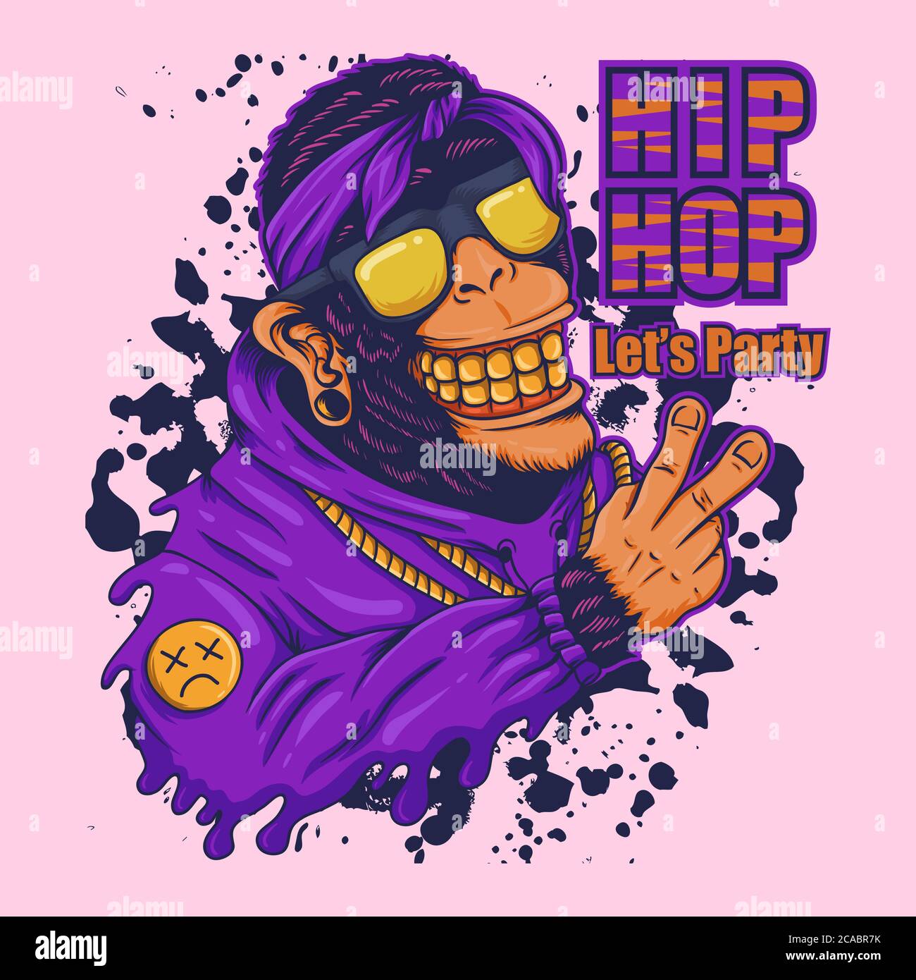 Affen Hip Hop Party Vektor Illustration für Ihre Firma oder Marke Stock Vektor