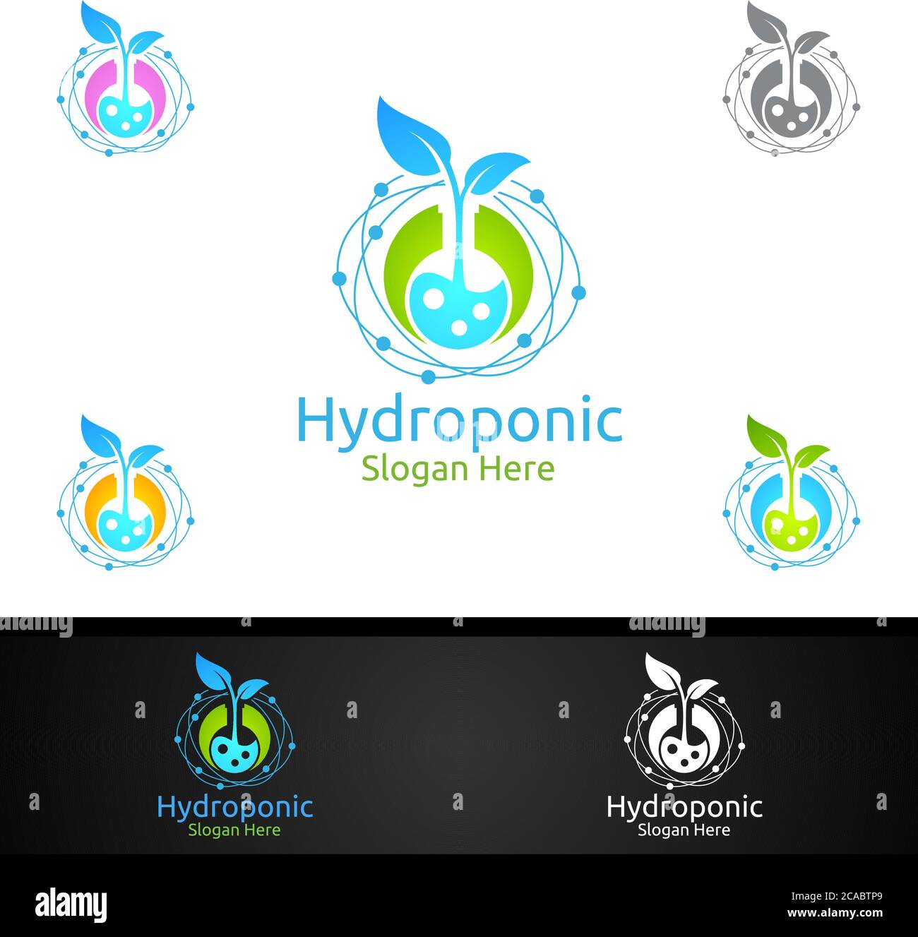 Lab hydroponic Gärtner Logo mit Green Garden Umwelt oder botanische Landwirtschaft Vektor-Design Stock Vektor