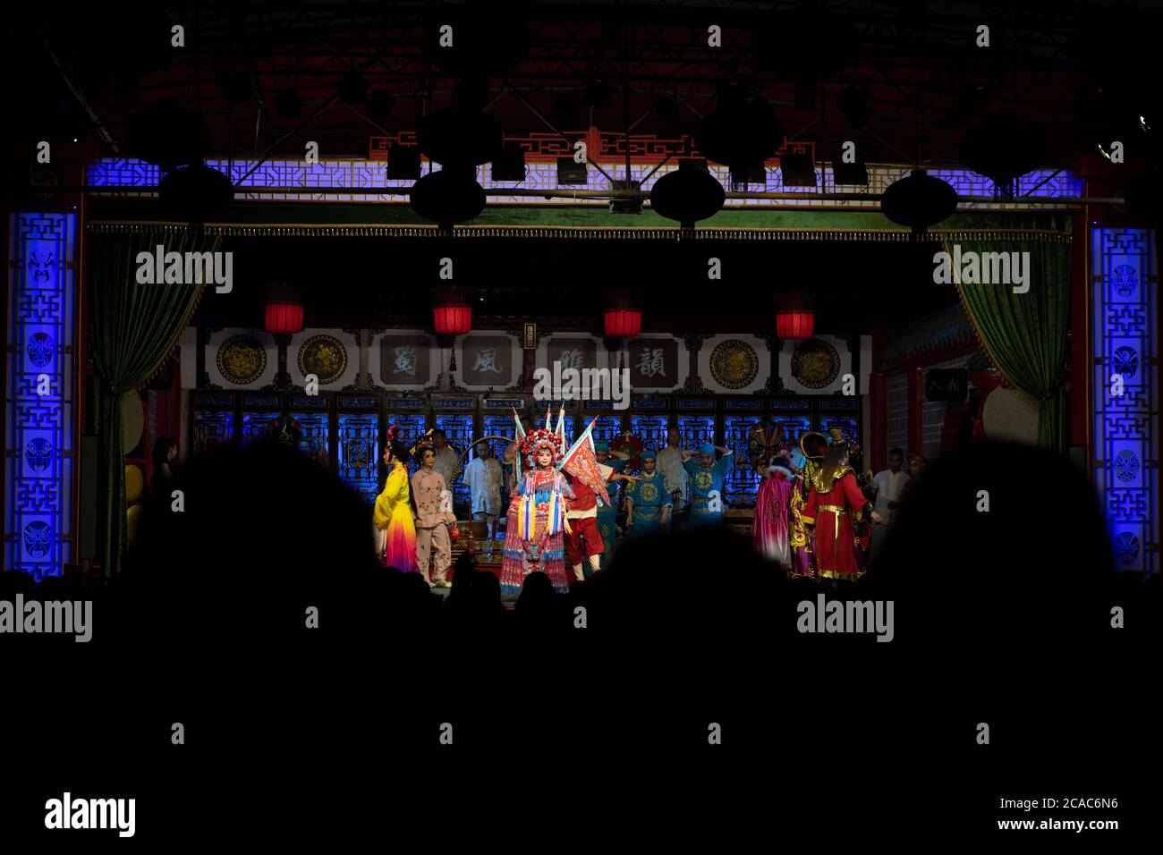 Traditionelle Chinesische Oper in Chengdu aufgeführt. Stockfoto