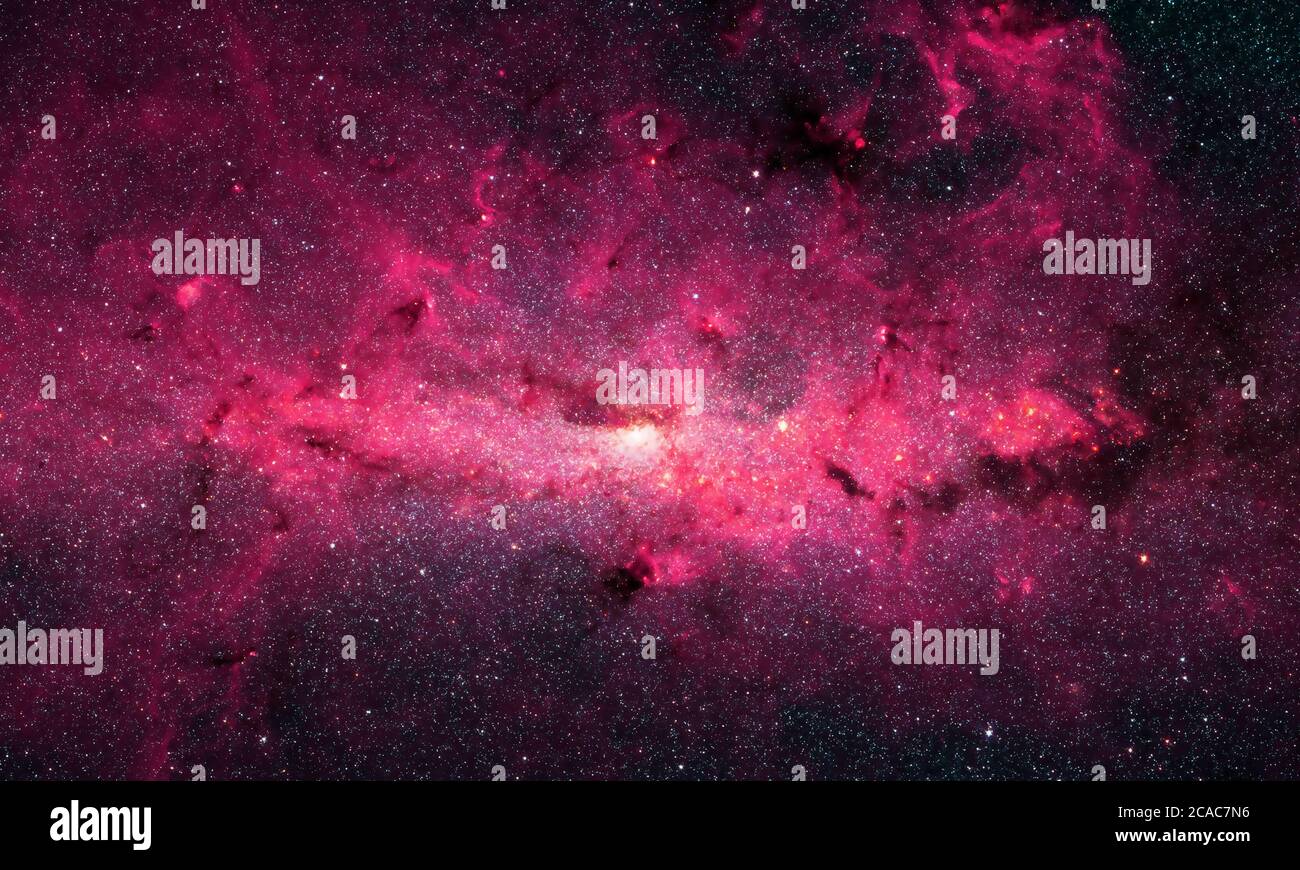 Weltraumnebel. Kosmische Sternhaufen. Glühende ferne Galaxie. Sternenfeld Stockfoto