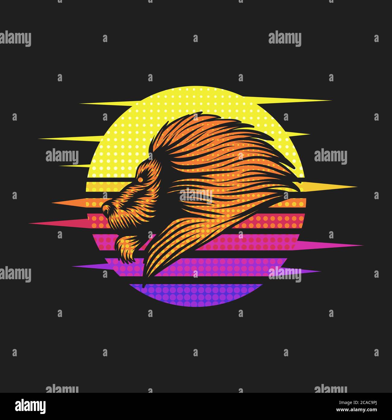 lion Sonnenuntergang Retro Vektor Illustration für Ihre Firma oder Marke Stock Vektor
