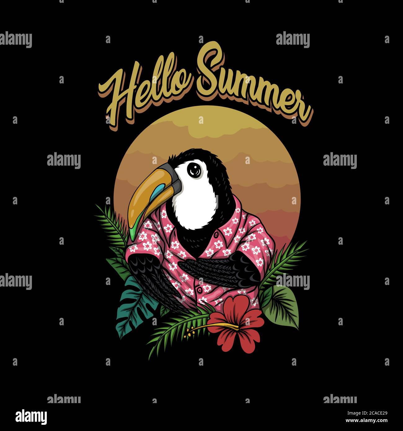 Toucan Vogel hallo Sommer Vektor Illustration für Ihre Firma oder Marke Stock Vektor