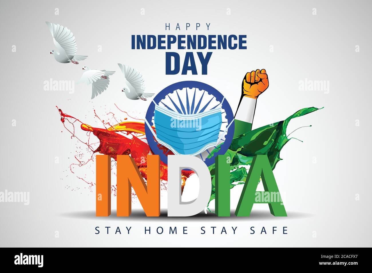Happy Independence Day indien. Covid-19, Coronavirus Konzept Stock Vektor