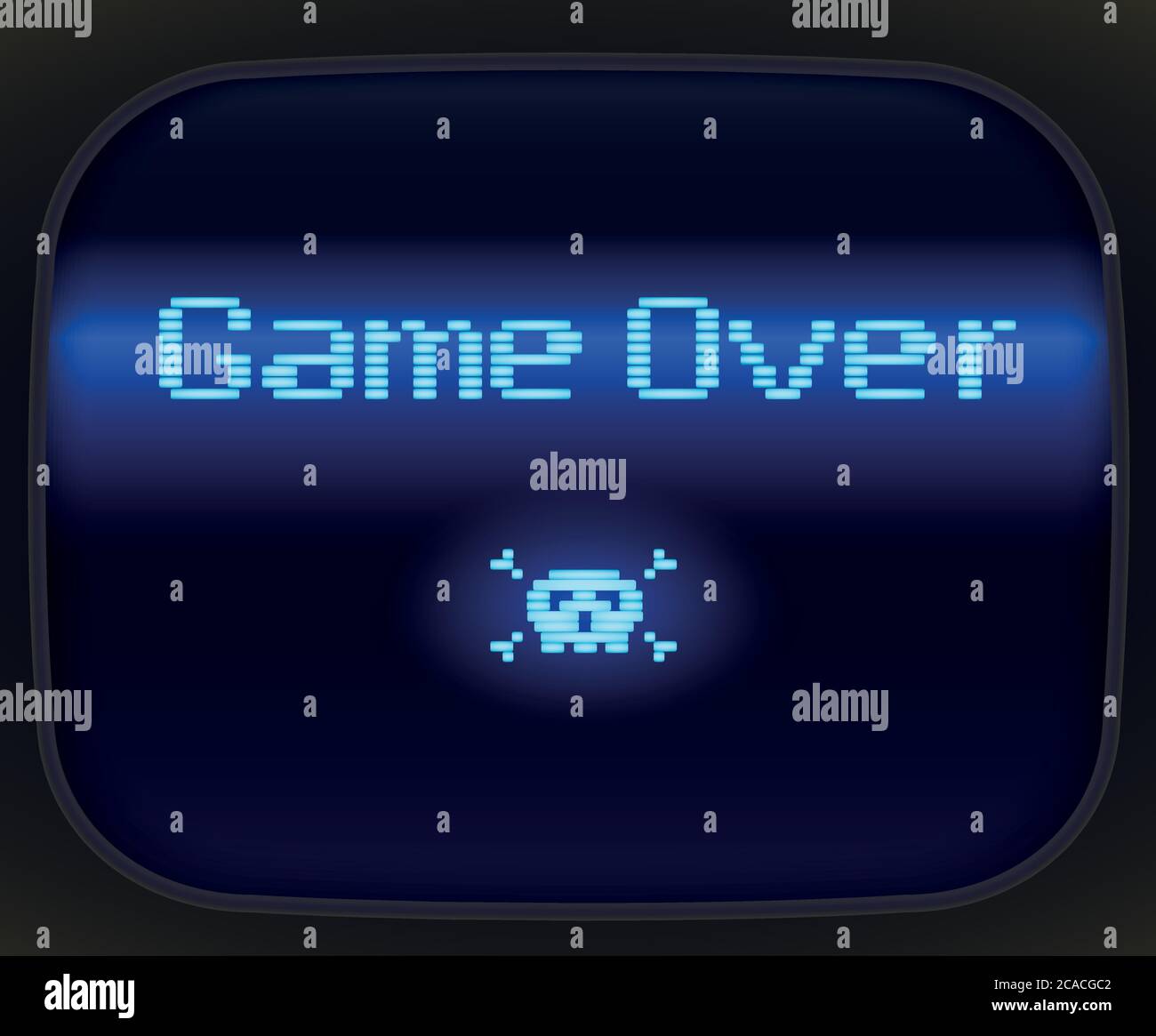 Schädel und Kreuzknochen auf altem TV-Bildschirm Stock Vektor