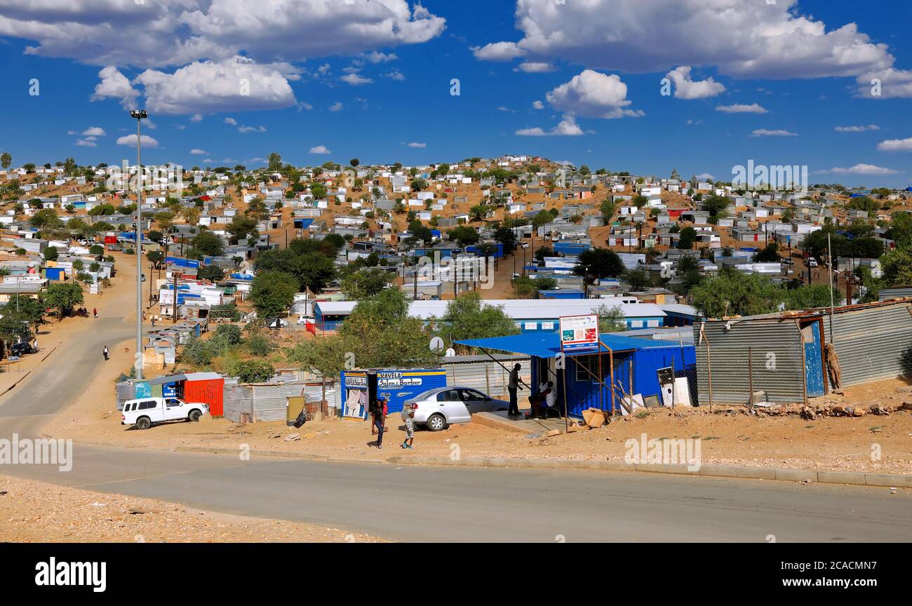 Leben in einfachen Hütten in Windhoek, Namibia Stockfoto
