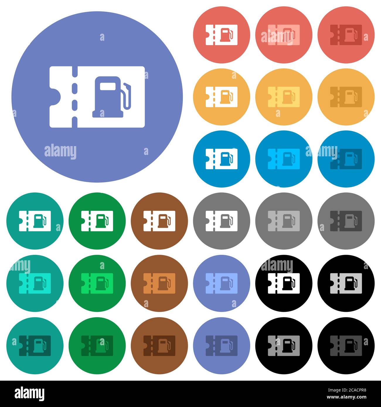 Tankrabatt Gutschein mehrfarbige flache Symbole auf runden Hintergründen. Inklusive weiße, helle und dunkle Symbolvarianten für schweben und aktiven Status effe Stock Vektor