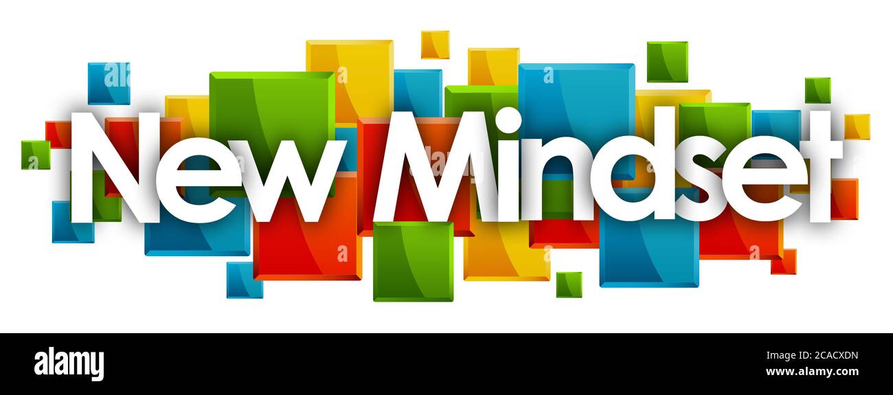 Neue Denkweise Wort in farbigen Rechtecken Hintergrund Stockfoto