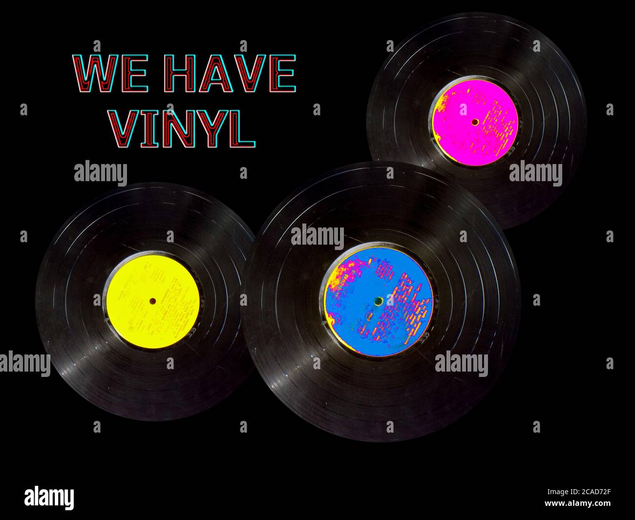 Vintage Vinyl Schallplatte Neon-Stil Stockfoto