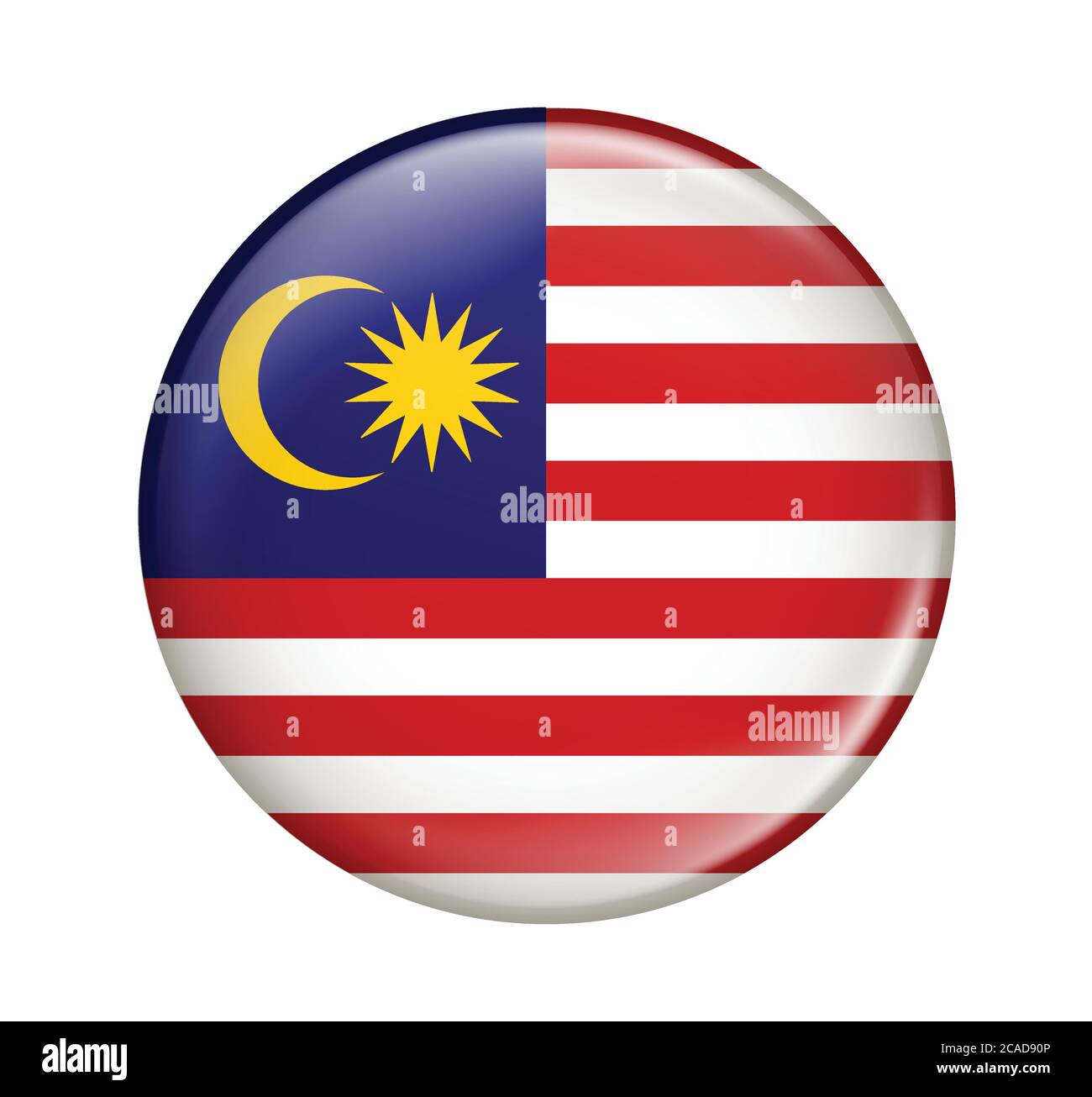 Malaysia Flag Symbol Vektor-Illustration isoliert auf weißem Hintergrund.Malaysische Flagge.Flag Symbol glänzend. Stock Vektor