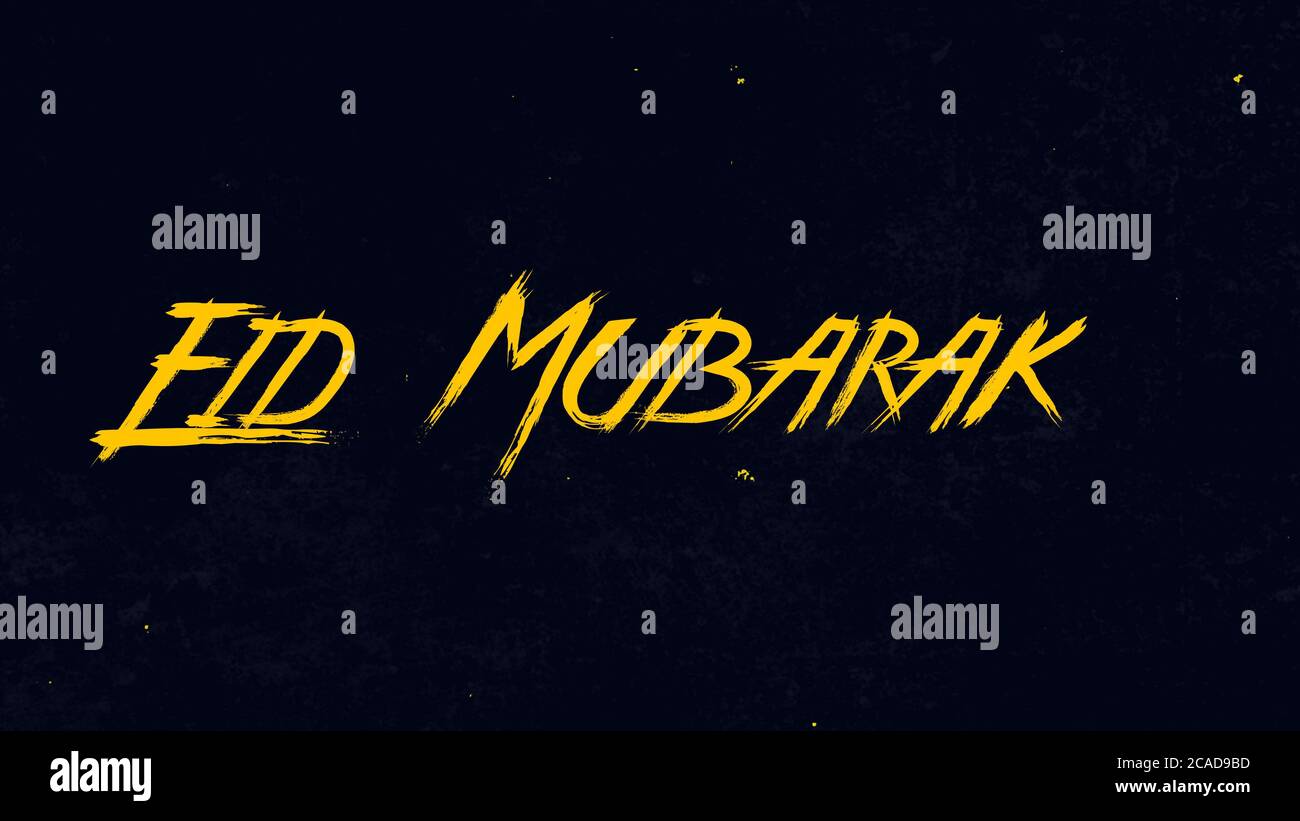 eid mubarak Wortillustration Verwenden Sie für Landing Page, Website, Poster, Banner, Flyer, Hintergrund, Tapete, auf schwarzem Hintergrund Stockfoto
