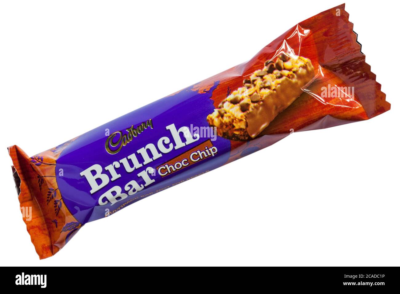 Cadbury Brunch Bar Choc Chip isoliert auf weißem Hintergrund Stockfoto