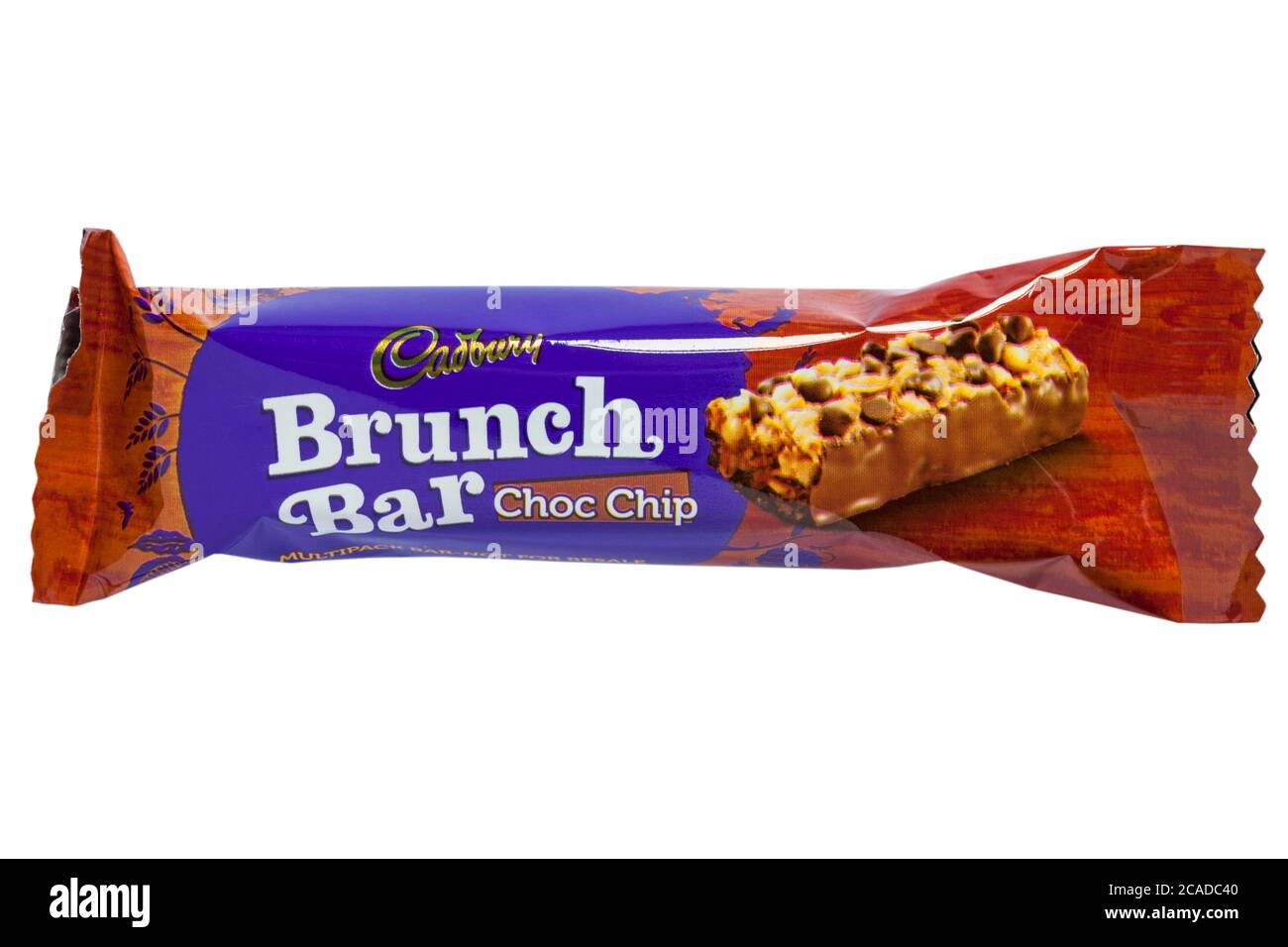 Cadbury Brunch Bar Choc Chip isoliert auf weißem Hintergrund Stockfoto