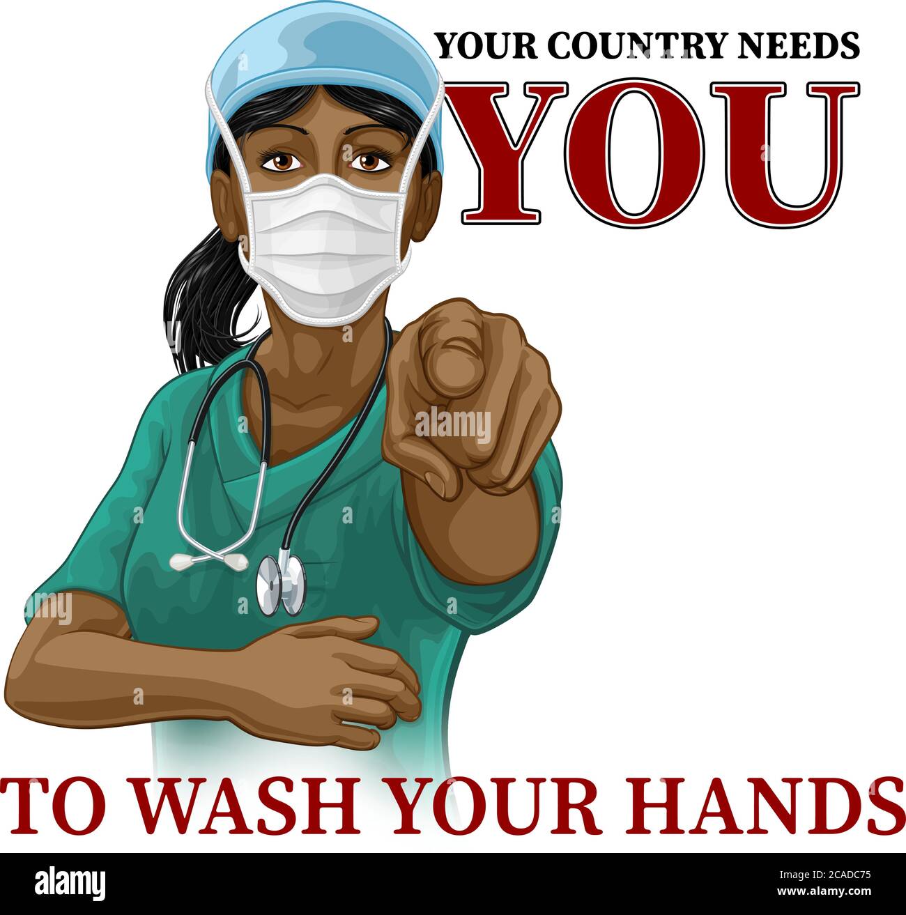 Doktor Krankenschwester Frau Braucht Sie Waschen Hände Zeigen Stock Vektor