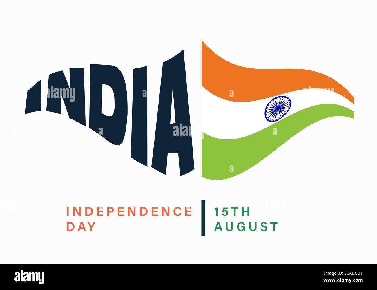 Unabhängigkeitstag Indien, 15. August, Flag-Effekt-Poster, flache Illustration, Vektor Stock Vektor