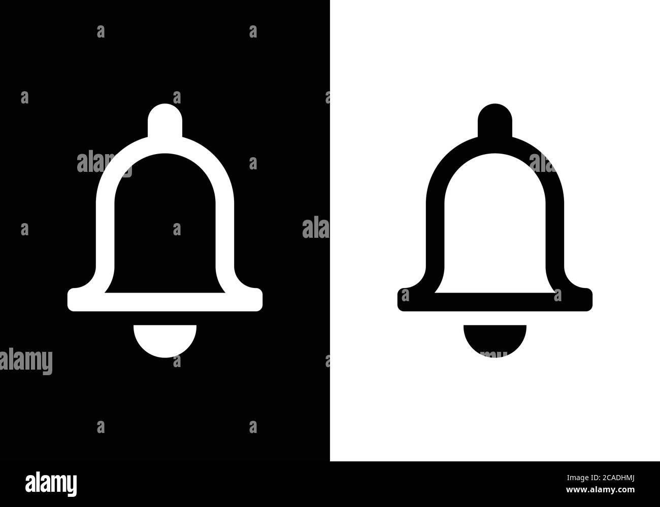 Benachrichtigungssymbol Vektor-Illustration. Flacher Stil auf schwarzem und weißem Hintergrund Stock Vektor