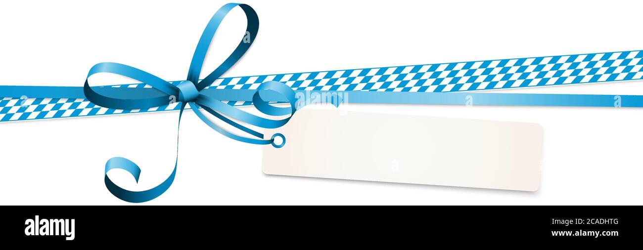 EPS 10 Vektor-Illustration von blau gefärbten Band Bogen mit Anhänger und Freitext-Raum isoliert auf weißem Hintergrund für deutsche Oktoberfest Zeit 2020 Stock Vektor