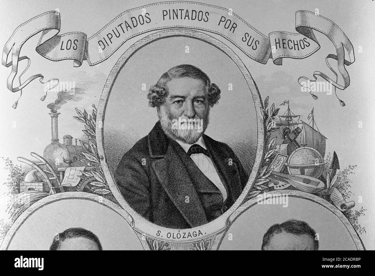 DE RETRATO DE SALUSTIANO OLOZAGA (1805/1873) - politisch ESPAÑOL PRESIDENTE DEL REGIERUNG. Stockfoto