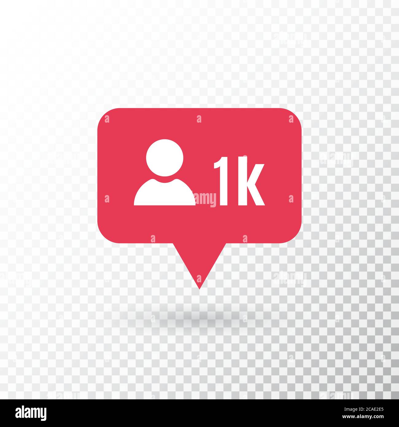 Benachrichtigung des Followers. Social Media Icon-Benutzer. Folger 1k-Symbol. Rote neue Nachrichtenblase. Anwenderschaltfläche „Stories“. Benachrichtigung über Mengenangabe für Freundschaftsanfrage Stock Vektor