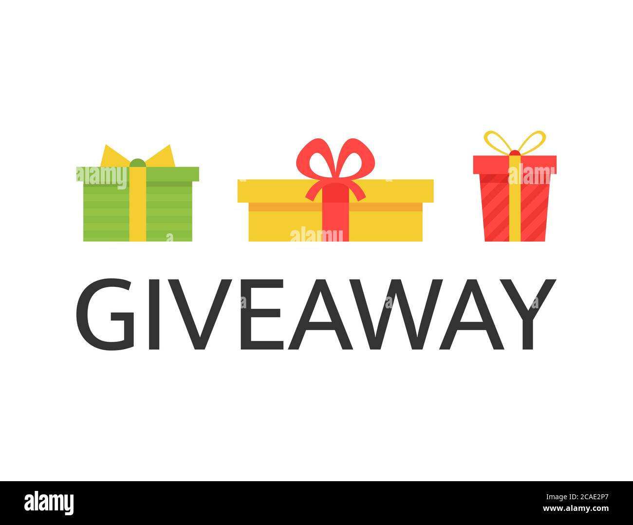 Werbebanner mit hellen Geschenkschachteln. Hintergrund für soziale Medien. Weihnachtsgeschenk Gewinner. Design-Elemente für Business Account, Werbung, Web, fl Stock Vektor