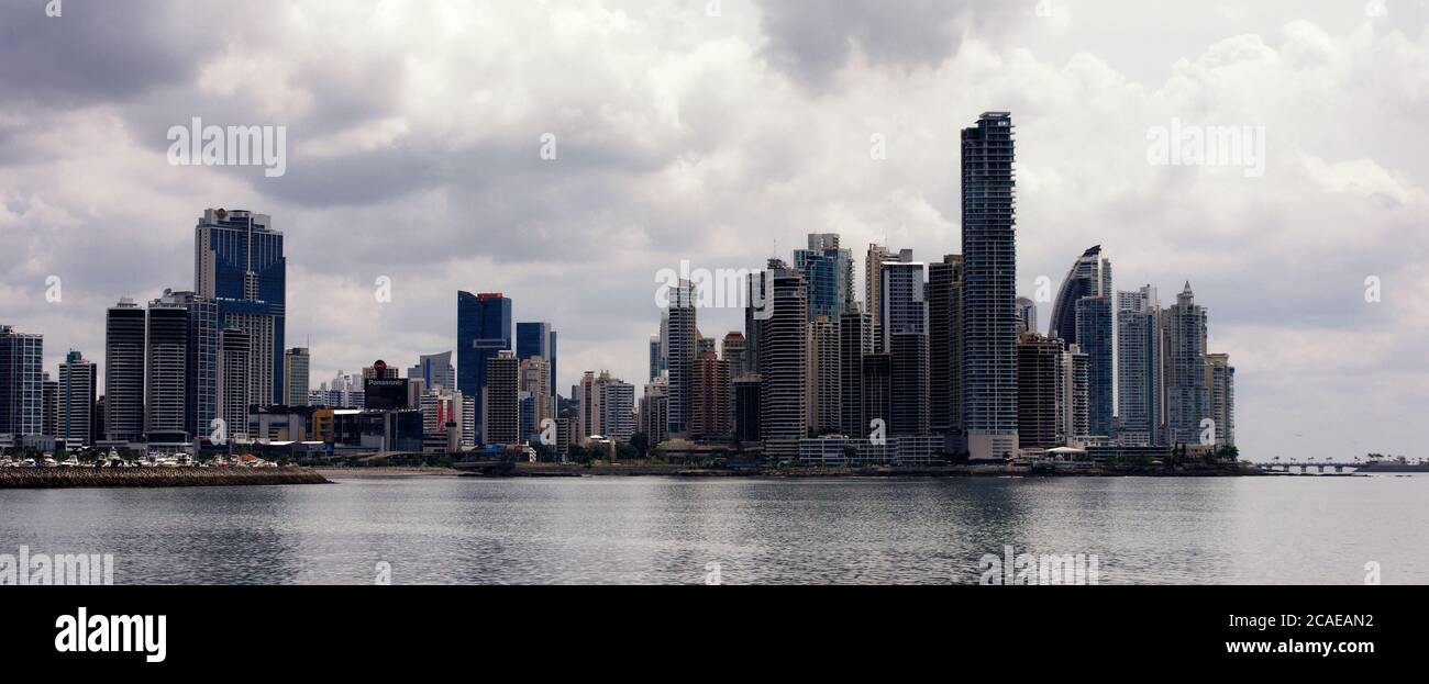 Die sehr moderne Skyline des Finanzviertels und des Zentrums von Panama City, Panana Stockfoto