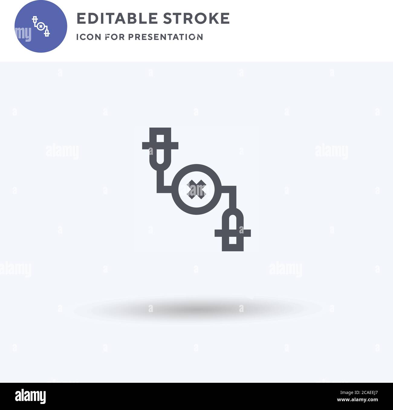 Symbolvektor für Kabelbruch, gefülltes flaches Schild, solides Piktogramm isoliert auf Weiß, Logo-Illustration. Symbol für Kabelbruch zur Präsentation. Stock Vektor